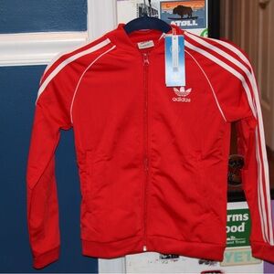 Kids Red Addidas Race Zip Up